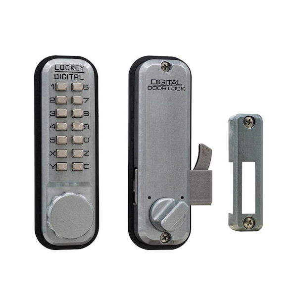 Lockey Usa Lockey Mechanical Keyless Surface Mount Hook Bolt Satin Chrome Marine Grade Finish 2500SCMG - main